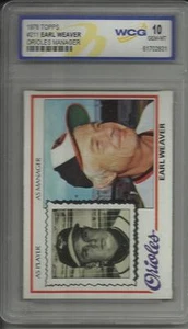 1978 TOPPS EARL WEAVER ORIOLES MANAGER CARD WCG GRADED 10 - Bild 1 von 2