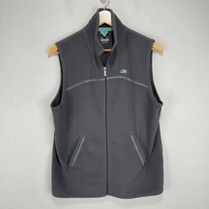 Reebok Fleece Vest Women Large Gray Teal Blue Full Zip Pockets Soft Outdoor - Picture 1 of 8