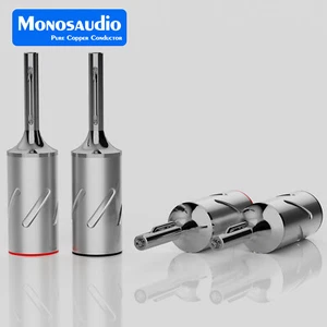 4x Gold/Rhodium Plated Terminal Audio Banana Plug HiFi Speaker Cable Connector - Picture 1 of 25