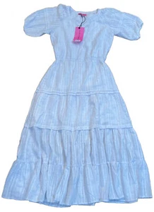 NWT Betsey Johnson Speckled White Cotton Tiered Ruffle Prairie Maxi Dress XS - Picture 1 of 12