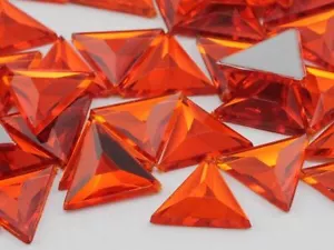13mm Orange Hyacinth .HC Flat Back Triangle Acrylic Gemstones - 50 Pieces - Picture 1 of 4