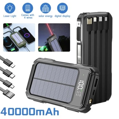 Cargador Portatil 40000 мАч Solar De Bateria 4 кабеля USB парацелулярные телефоны - Изображение 1 из 4