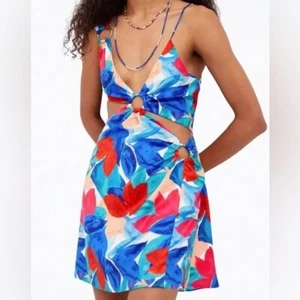 $216 NWT Blue For Love & Lemons “Lorenza” Open Back Satin Mini Dress Sz XXS - Picture 1 of 9