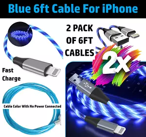 2 Pack 6ft LED Fast Charge 8 Pin Cable for Apple iPhone 13 12 11 X XR XS Pro Max - Picture 1 of 23