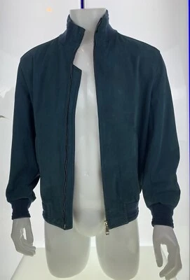 $9085 Abrigo Chaqueta Bomber BRIONI Cuero Verde Azulado Euro 56 Foto 1 de 4