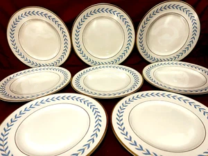 Syracuse Sherwood Old Ivory Blue Laurel Set Of 8 Dinner Plates 10" USA - Picture 1 of 2