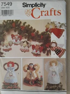 De colección 1990 Simplicity 7549 Navidad Adornos Árbol Topper Ángeles - Imagen 1 de 2