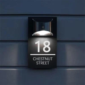 New Arrivals Solar LED House Number Sign Personalised Door Plaque With Lighting - Picture 1 of 17