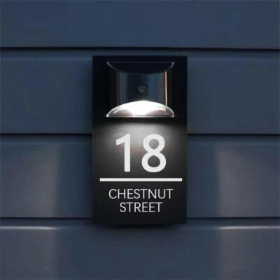 New Arrivals Solar LED House Number Sign Personalised Door Plaque With Lighting - image 1 of 4