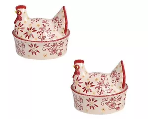 2 RED ROOSTER Mini Bowls w/Lid Temptations Nostalgic 12 oz Ramekins Old World - Picture 1 of 24