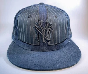NY Yankees Cap American Needle Black Pin Stripe Embroidered Size 8 Used GC - Picture 1 of 5