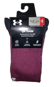 Under Armour UA Team OTC Soccer Socks 1 Pair Youth 13.5K-4.5 Maroon w White Logo - Picture 1 of 10