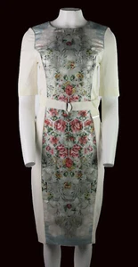 $295 TED BAKER US Women’s S 6 (2) Metallic Floral DORN Patchwork Sheath Dress - Picture 1 of 11