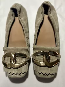 Sam Edelman Mimi Suede Square Toe Flats-Putty (Light Taupe) Size 8M - Picture 1 of 8