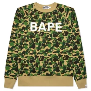 BAPE Swarovski logo long sleeve sweat shirt 1st camo green A Bathing Ape Size L - Picture 1 of 6