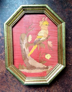 Vintage inlaid wood bird picture. Made in Italy. - Picture 1 of 2