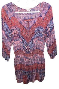 Lucky Brand Langarm Tunika Shirt Kleid Navy Orange XL - Bild 1 von 5