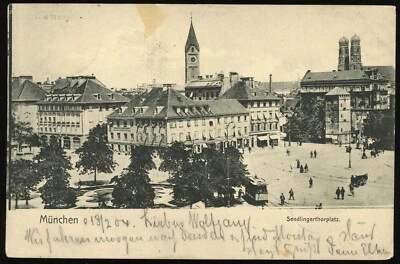 Germany Bavaria Munich Sendlingerthorplatz 1904 Photo Postal Card to Zittau - Image 1 of 2