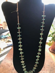 VINTAGE TUIRQUOISE AND HEISHI STRAND 30" LONG. - Picture 1 of 3
