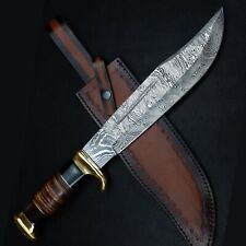 15'' Fixed Blade Bowie Knife Handmade Damascus Steel Bowie Knife EDC for Sale