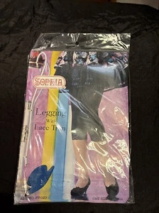 Vintage Sophia Leggings mit Spitzenbesatz blau Einheitsgröße selten 80’s kostenloser Versand - Bild 1 von 9