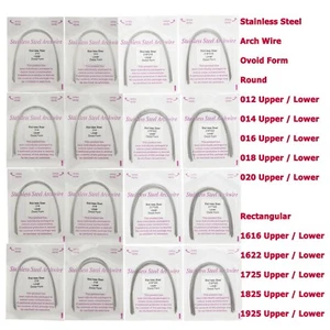 Orthodontic Arch Wire Round Rectangular 12 14 16 1622 1725 Stainless Steel Ovoid - Picture 1 of 42