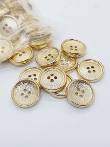 20mm chunky gold 2 hole coat button sew on HABERDASHERY 5pc - Picture 1 of 1
