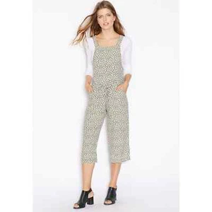 TOPSHOP Adult Jumpsuit US 10 Black Daisy Sleeveless Waist Tie Pinafore Women's - Picture 1 of 7