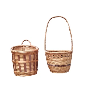 Vintage Two Piece Set Baskets Handmade BOHO Designer Collectible Adult's Beige - Picture 1 of 11