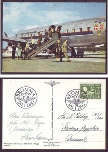 q4808/Suecia SAS DC-6 Cloudmaster Avión Bromma Aeródromo Postal Cubierta 1949 - Imagen 1 de 3
