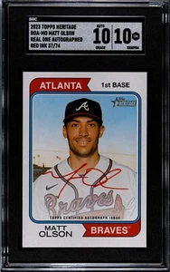 2023 Topps Heritage Matt Olson Real One Auto rote Tinte/74 #ROA-MO SGC 10 EDELSTEIN 🙂 - Bild 1 von 2