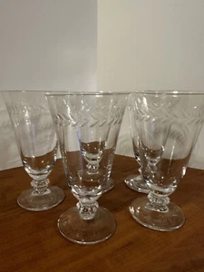 Fostoria Etched Holly Pear Shaped Juice Glasses Set of 5 - Picture 1 of 11