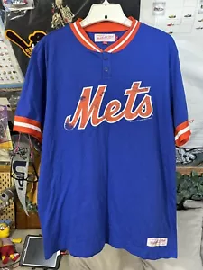 NWT Rare 2015 Mitchell & Ness New York Mets T-Shirt Distressed Jersey sz Large - Picture 1 of 8