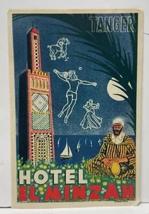 Vintage Hotel El Minzah Tangier, Morocco Luggade Label Decal Travel Ad - Picture 1 of 2