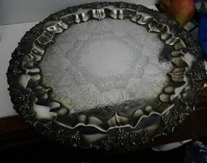 ANTIQUE SHEFFIELD SILVER-COPPER ROLLED PLATE SALVER, FLORAL STAR OF DAVID C 1830 - Foto 1 di 12
