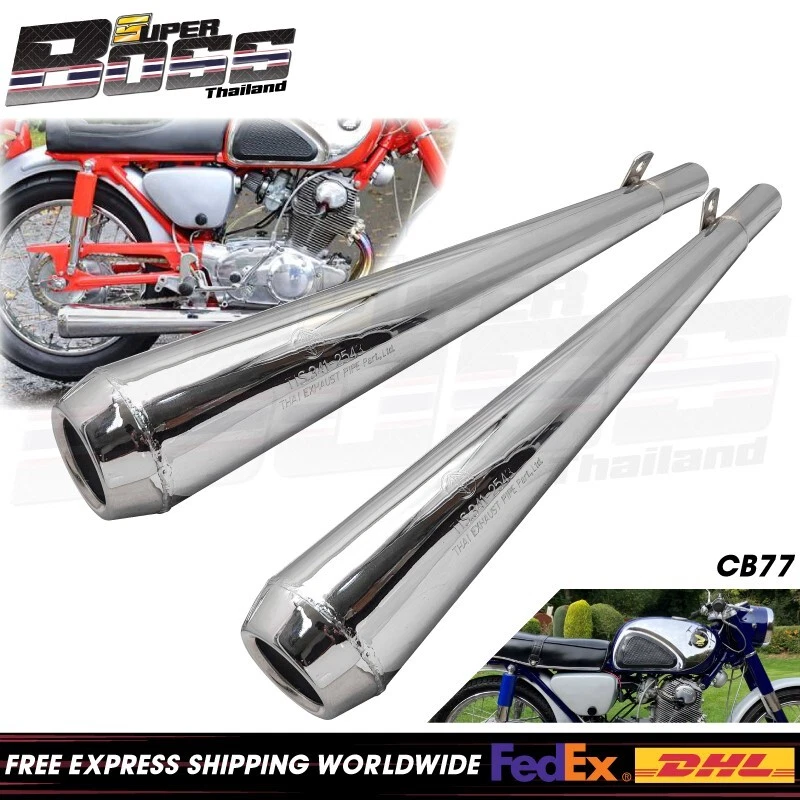 Silenciador de escape para HONDA CB77 CB72 Superhawk 305 250 R+L ***estilo PT*** Foto 1 de 4
