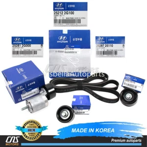 GENUINE V-Belt & Tensioner Kit for 10-12 Hyundai Santa Fe Kia Sorento 2.4L - Picture 1 of 8