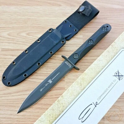 Cuchillo fijo EKA Commando 6,63" 1095 Cro-Van hoja de lanza de acero negro mango GFN Foto 1 de 4