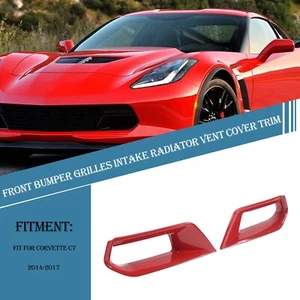 Red Front Bumper Splitter Intake Radiator Vent Cover For Corvette C7 2014-19 Z06 - Picture 1 of 7