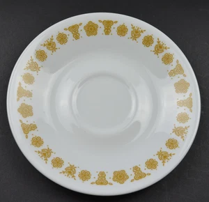 Corning Butterfly Gold Pattern Flat Cup Saucer 6.25" Round Corelle White Glass - Picture 1 of 4