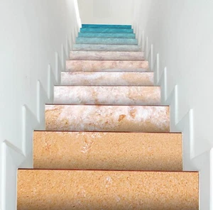 3D Meer Strand H7 Stair Risers Dekoration Fototapete Vinyl Aufkleber Tapete Erin - Picture 1 of 6