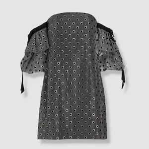 $2490 Lela Rose Women's Black Polka Dot Silk Minidress Size 18 - Picture 1 of 4