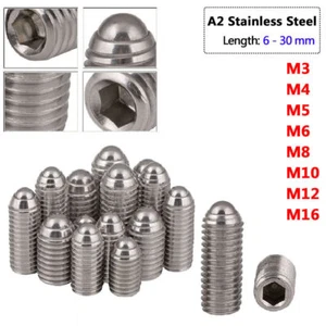 M3 - M16 Grub Screws Hex Socket Head Set Screws Spring Ball Plunger A2 Stainless - Picture 1 of 6