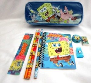 Spongebob Squarepants & Patrick Blue Pencil Case Pouch+8 pc Stationary Set-New!2 - Picture 1 of 2