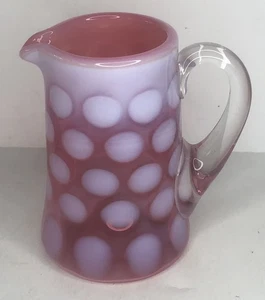 Vintage Fenton Cranberry Opalescent Coin Dot Creamer - Picture 1 of 11