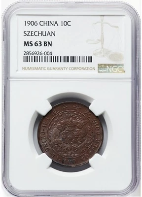 CASH403 China Szechuan 10 Cash, CD (1906). NGC MS-63 Brown. CL-SC.94; KM-Y-10T. - Image 1 of 2