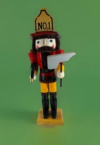 Vintage 15" Wooden Fireman w Axe & Hose Nutcracker Firefighter Christmas Decor - Picture 1 of 10