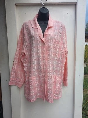 Victoria Secret Country Med Women's Peach Night Shirt Quality Cotton 3 Pocket - Image 1 of 4