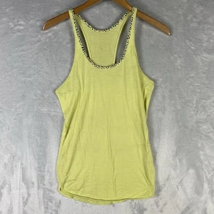 Lululemon Yellow Grey Striped Singlet Racerback Tank Top Yoga Size 4* - Picture 1 of 5