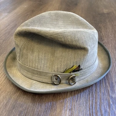 Sombrero Fedora Hush Puppies Vintage Años 70 7 1/8 Hecho en EE. UU. Cuero de Cerdo Cepillado Foto 1 de 4